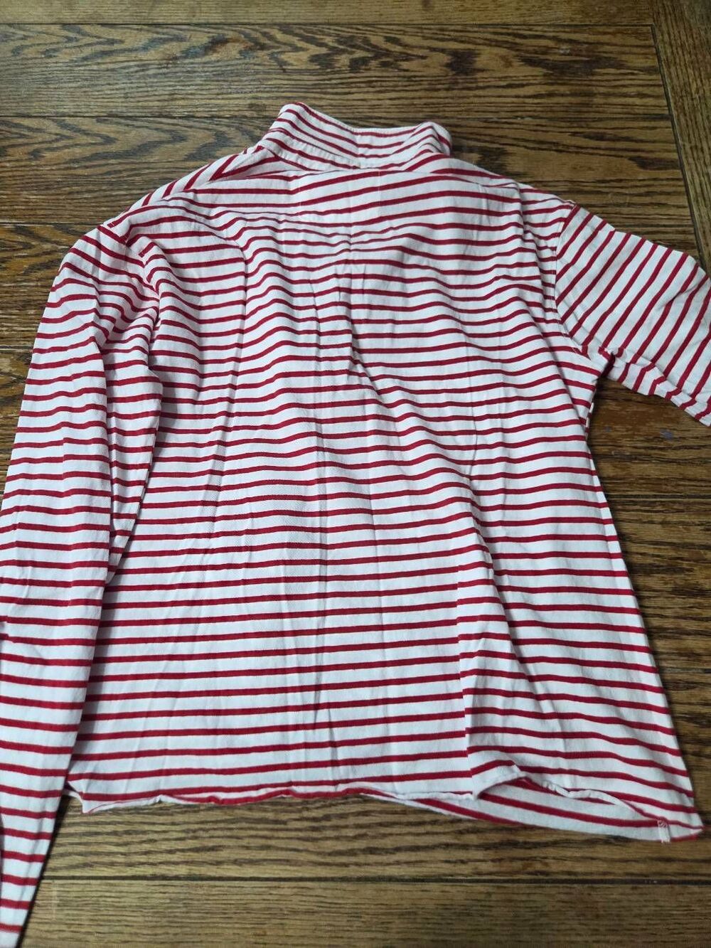 Frank & Eileen Patrick Popover Henley Long Sleeve Sailor Stripe Red &White Sz S - Picture 5 of 5